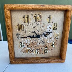 vintage oak wood tile clock